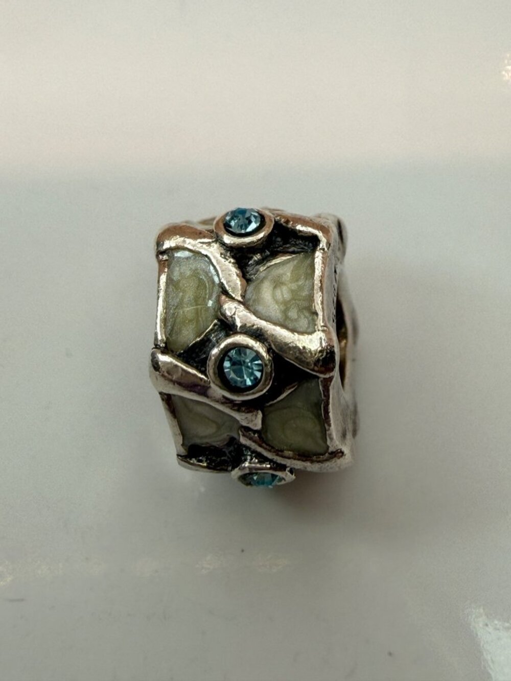 Chamilia Retired Featherstone Blue Green Crystal Charm Sterling Silver 925
